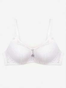 Sujetador con aros push-up de encaje con decoración metálica - Blanco - Ver 4