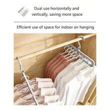 2pcs/4pcs 9-Hole Multi-Functional Rotating Folding Clothes Hanger With Storage Shelf, Decorative Organizer For Dresses, Pants, Shoes, T-Shirts, Jeans, Winter Clothes, Dresses