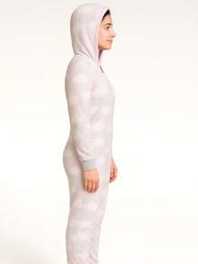Mameluco Pijama de una pieza Estampado Dinosaurio Felpa Suave para Adulto con Cierre Kigurumi para Mujer - Lila Púrpura - Ver 3