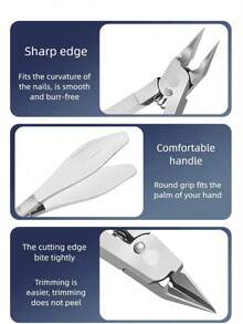 1pc Toenail Clippers For Thick Ingrown Nails Wide Opening Non-Slip Long Handle Toenail Cutter Trimmers Double Headed Dead Skin Shovel Suit