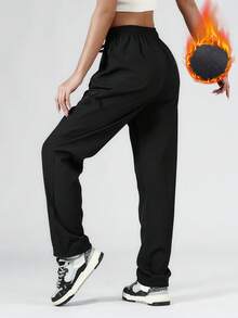 Calça de Trilha Impermeável e à Prova de Vento para Mulheres - Calça Cargo de Softshell Térmica Grossa com Bolsos com Zíper, Punhos com Cordão Ajustável, Jogger de Inverno Quente e Confortável para Uso Diário, Corrida, Escalada ao Ar Livre, Trekking, Camping e Descanso em Casa