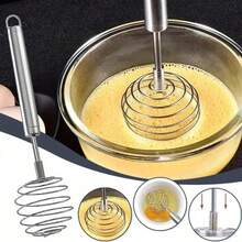 不锈钢球弹簧打蛋器，手持黄油搅拌器鳄梨土豆捣碎器手动打蛋器，搅拌机，厨房烘焙工具 - 彩色 - 查看 7