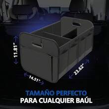 Organizador para Maletero de Auto, Plegable Organizador de Cajuela para auto con Asas Reforzadas, Gran Capacidad, Impermeable,últiples Compartimentos para todoterreno,coche,SUV (Negro) - Negro - Ver 11