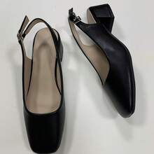 Eleganckie, wsuwane czółenka z kwadratowym noskiem, 4 cm grubości, modne, jednokolorowe, o fakturze owczej skóry, duży rozmiar, odpowiednie na spotkania, imprezy, uniwersalne, pasujące do każdego stylu ubioru, niezbędne na zakupy, do pracy i dojazdy do pracy