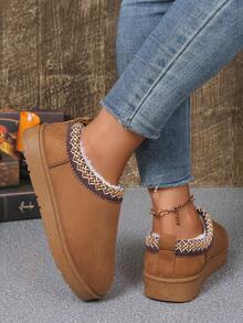 Women's Mini Ankle Boots - Comfortable Faux Suede Wool Lined Winter Boots, Non-Slip Lightweight Ankle Booties, Suitable For Cold Weather, Fashionable Comfortable Casual Shoes, Available In Black, Beige, Brown - Perfect For Daily Wear, Outdoor Activities And Holiday Outfits. Women's Slippers