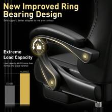 HLDIRECT Gaming Chair With Pocket Spring Cushion, Video Game Chair, Gaming Computer Chair, Ergonomic Chairs For Adults With Headrest And Lumbar Support, Swivel PU Leather Office Chair, Black - màu đen - Xem 5