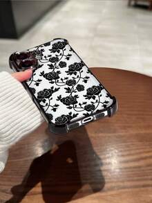 1 pieza Nueva funda de protección para iPhone compatible con iPhone 16 Prmax Promax / 16 Pro / 16/13/12 Promax11, 15 Promax, 14 Promax con diseño de rosas y globos para el Día de San Valentín, de TPU transparente con baño de plata