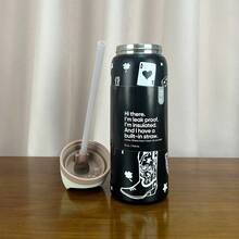 OWALAFreeSip   32oz Straw Insulated Water Bottle Double-Layer Stainless Steel Vacuum Thermal Mug For Sport And Travel - Chúc may mắn-32oz - Xem 1