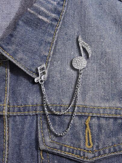 1pc Fashionable And Elegant Rhinestone Musical Note Shaped Brooch Clothing Accessory For Men For Festivals And Evening Parties(Without Box)