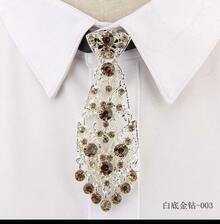 Stylish And  Unisex Tie With Metal Rhinestone Embellishments, Suitable For Parties, Receptions, Weddings, And Emcees. - Đế vàng đính kim cương trắng-004 - Xem 8