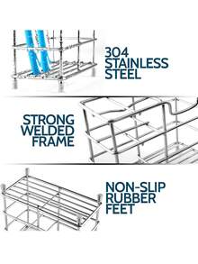 Toothbrush Holder For Bathrooms, 5 Slots Black Stainless Steel Modern Bathroom Organizer With Toothpaste Groove For Modern Home Sanitation Storage And Organizer