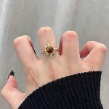 3-Piece Bohemian Style Golden Tiger Eye Stone 3-Piece Set Of Rings, Adjustable Loop Mouth For Easy Wearing, Super Romantic Birthday Gift For Girlfriend/Stylish Anniversary Gift For Daily Commuting Shirt Look Neat/Party Party Party Wear Sequin Skirt Super Outfit - Vàng - Xem 8
