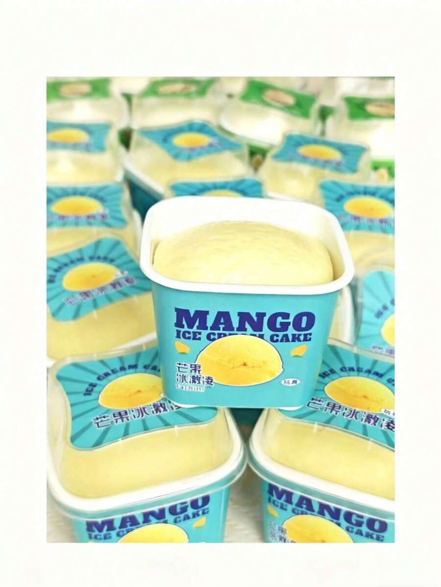 1pc Realistic Slow Rebound Fruit Ice Cream Cake Squeeze Toy, Super Soft Stress Relief Fidget Toy, Strawberry, Vanilla, Mango Ice Cream - Birthday Gift, Christmas Gift, Easter Gift, Gift, Perfect Gift, Gift (No Box Included) - Multicolor - View 1