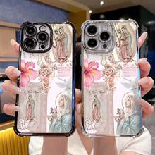 Girly  Cases Virgin Mary Phone Case For  16 15 14 13 12 11 Pro Max Plus Shockproof Transparent Cover Protector Casing Protector Protection
