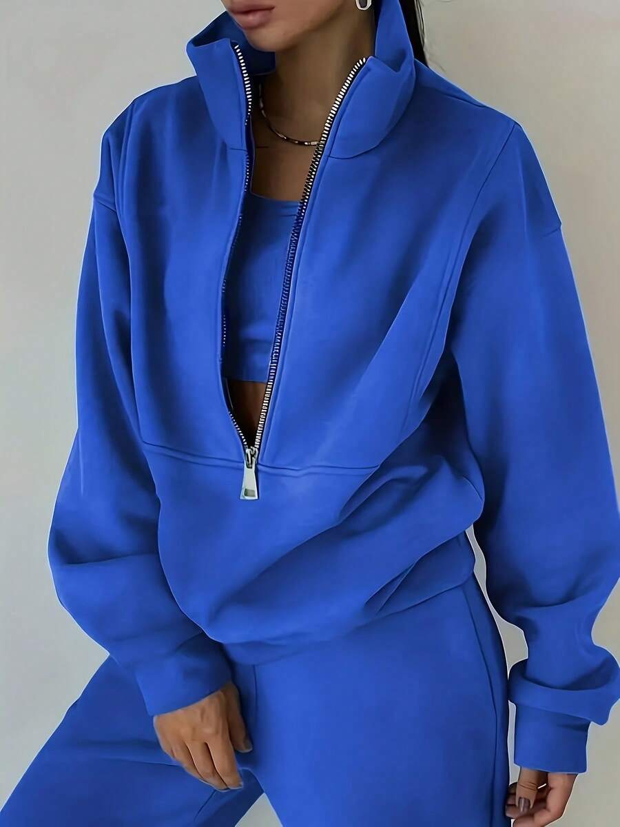 Women's Two-Piece Sports Hoodie Set - Street Style Casual Fashion Women's Suit - 藍色 - 查看 1