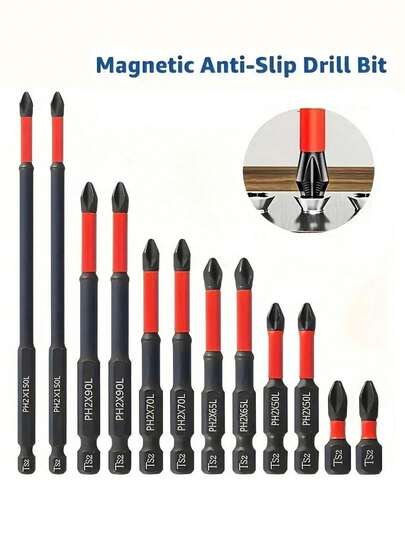 Juego de brocas magnéticas antideslizantes, múltiples tamaños: brocas de acero S2 y de impacto, adecuadas para conductores eléctricos y manuales, juego de brocas magnéticas antideslizantes