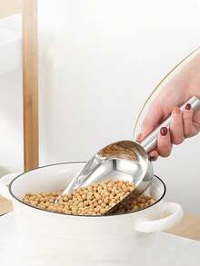 1 件不锈钢冰铲、面粉铲、咖啡铲、可重复使用冰勺、冰勺、大豆铲、冰糖铲、食物铲、米铲、原料铲、餐厅铲、面粉铲、猫粮铲、狗粮铲、节日派对工具、用于酒吧用品、厨房小工具也可以舀糖 - 銀色 - 查看 6