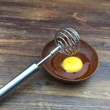 不锈钢球弹簧打蛋器，手持黄油搅拌器鳄梨土豆捣碎器手动打蛋器，搅拌机，厨房烘焙工具 - 彩色 - 查看 6