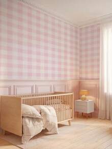 1/2片装粉绿格子图案墙贴，防水可移除，适用于儿童房、卧室、客厅及其他家居装饰 - 彩色 - 查看 4