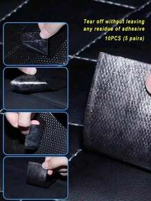 10片/20片/40片强力粘性魔术贴汽车脚垫固定器沙发床单隐形贴片避光垫双面胶贴片 - 黑色 - 查看 8