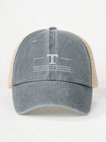 1 pieza Gorra de béisbol de malla lavada con bordado de UNIVERSIDAD, sombrero casual de protección solar para exteriores adecuado para viajes, playa, vacaciones, estilo versátil de moda Y2K unisex