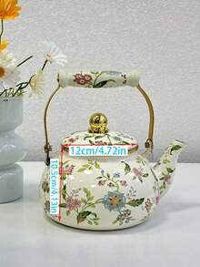 1 件带花柄的陶瓷水壶（蓝星花、农场、宝藏），饮具，茶具，可用于炉灶、煤气炉、火炉和壁炉、节日派对、户外露营便携式茶壶，适合作为送给亲戚朋友的礼物 - 彩色 - 查看 11