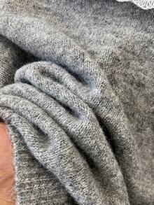 女士纯色蕾丝边休闲长袖针织开衫，简约时尚针织纽扣领，秋冬上衣，适合秋冬季穿着。女士工作衬衫，女士正式衬衫，端庄韩式风格，宽松舒适的纯色休闲日常外套，哥特风女装度假装。 - 灰色 - 查看 6