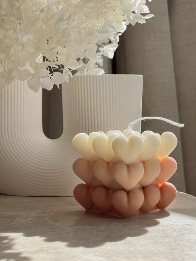 2/4pcs Heart Cube Candle Mold | 3D Silicone Moulds For DIY Scented Candles, Soap, Handmade Diy Crafts, Car Fragrance Stones, Aromatherapy Plaster, Clay,Gift Making Supplies For Wedding Graduation Birthday Party Festival And Valentine's Day,Heart-Shaped Valentine's Day Gift