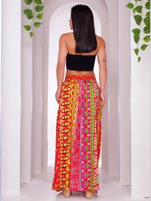 Long  Printed Skirt - 紅色 - 查看 2