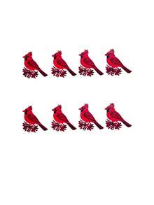 4/8/12pcs Red Metal Bird Ornaments For Christmas Tree, Mini Red Feather Fake Bird Decorations, Handmade Red Bird Decor, Suitable For Christmas Tree, Home, Outdoor Wreath Art Decor, Christmas Decoration