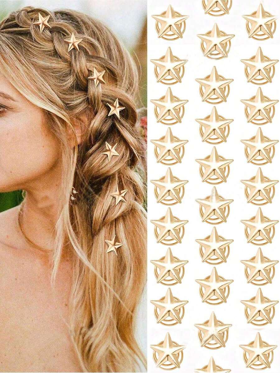 Gold Star Hair Clips Spiral Hair Pins Gold Star Clips Gold Star Hair Studs Vintage Star Bridal Hair Pins Star Spiral Wedding Hair Clips Headpieces For Brides Girl Women Hair Accessories Bridal Pins, Hair Slide, Hair Barrettes