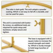 TAIMASI 3 Set Metal Arch Backdrop Stand, Golden Wedding Arch Stand Set Of 3(7.2Ft+6.6Ft +6Ft),  Stable Wedding Arch Frame For Wedding Birthday Party Shower Ceremony Graduation Decoration Helloween Christmas  | Durable Metal Stand, Wedding Decorations Supplies - 金色 - 查看 3