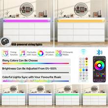 9 Drawer Dresser With USB Powered LED Light, Modern Chest Of Drawers For Closet, 63" Wide Drawer Organizer Cabinet For Bedroom, Living Room, Entryway, Hallway - 白色 - 查看 4