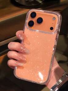 1 pezzo Custodia per telefono in TPU morbido, compatibile con 17 Air 16 15 14 13 12 11 Pro Max Plus, con glitter di lusso e paillettes chiare