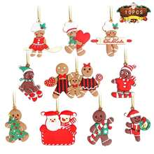 10 pezzi di decorazioni da appendere all'albero di Natale a forma di omini e donnine di pan di zenzero, decorazioni per interni ed esterni con corda per feste/vacanze