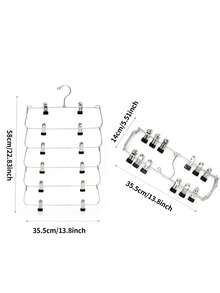 3/4/5/6-Layer Multifunctional Metal Hanger For Storing Skirt Clips & Pants Clips, White Clips Storage Organizer, Wardrobe Closet Organization, Space Saving Solution For Small Closet, Dorm Room, Apartment, Home Bedroom Decor, Autumn Cozy Refresh Essentials For Women, Teens, Organizers
