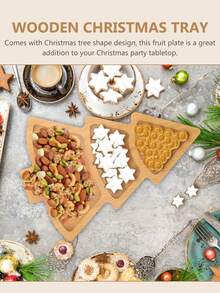 1 tavă de servire pentru brad de Crăciun, platou din lemn pentru aperitive pentru petrecere, placă creativă pentru gustări, brânză, fructe și nuci, piesă centrală pentru divertisment de sărbători