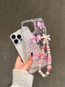 Süße minimalistische Herz- & Schleifen-stoßfeste Handyhülle mit Handschlaufe, modisches Handyzubehör kompatibel mit iPhone 11 12 13 14 15 Pro Max/13 Pro Max XR XS 16 16 Pro Max 17/17 Pro Max/17 Air, A54 5G, A52, A14, A15, A12, S22, S21, S25, S24, S25 Ultra, S21, A04, A05, A12, A13 5G, A21S Serie, süß