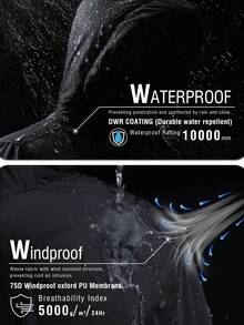 RUNONWHEELS 5 Unisex Waterproof Windproof Warm Ski Jacket, With Hooded Insulated Parka/Raincoat, Suitable For Skiing And Snowboarding In Winter - Black - View 4