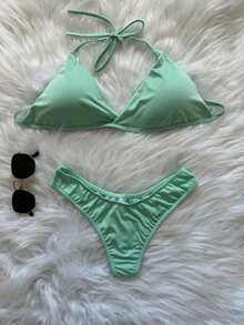 Delta Wing Bikini Set In Suplex Polyamide – Sexy, Comfortable And Stylish! Summer 2025 - Olive Green - View 2