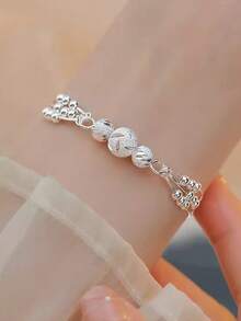 1pc 925 Sterling Silver Multi Layer Transfer Bead Bracelet Elegant & Gorgeous Simple & Fashionable Design Bracelet For Women, Ideal Choice For Date Night, Graduation Gift Or Daily Wear