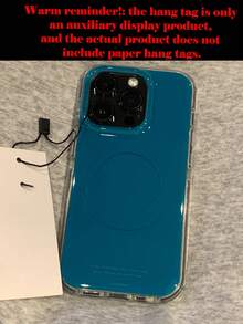 Vintage Purple Magnetic Wireless Charging Transparent Frame Phone Case, Compatible With Iphone 16/15/14/13/12/11/17 Pro Max Plus, Fashionable Shock-Proof Protective Case - Blue - View 3