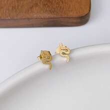 1 Pair Cute Golden Snake & Swallow Stud Earrings, Delicate Snake & Swallow Shaped Earrings, Stainless Steel Waterproof Earrings, Unique Animal Design, Fashionable & Versatile, Gift For Girlfriend Birthday