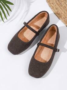 Graue flauschige Mary Jane Schuhe für Frauen, neuer koreanischer Stil französische Flache Schuhe mit Thermofutter, warm und bequem für Herbst/Winter - Kaffeefarbe - Übersicht 7