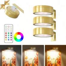 1/3/6 Stücke kabellose Metall Wandkunst LED Bildleuchten, mit magnetischer kabelloser Wandlampe, Lichterketten, Lampen, LED-Leuchten, Nachtlicht, Beleuchtung, Buchleuchte, LED-Leuchten für Räume - einstellbare Farbtemperatur, Timer, Fernbedienung und Taststeuerung - perfekt für Galerien, Treppen, Flure