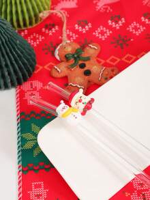 1-5 pièces/set Pailles en verre réutilisables avec des accents de personnages de Noël adorables (couronne, sapin rose, bonhomme de neige, Père Noël), idéal pour les boissons festives et les fêtes de Noël. Idéal pour les boissons glacées, le thé de l'après-midi, les milkshakes, les smoothies, l'eau pétillante, le thé au lait, les jus et autres boissons froides. Idéal pour les fêtes sur la plage, les pique-niques en plein air, les boutiques de desserts, les bars à collations, les fournitures de fête, les réunions de famille. Sans plomb et festif. Cadeau de Noël parfait