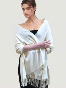 1pc Women's Minimalist Solid Color Faux Cashmere Scarf, Casual Versatile For All Seasons, Fashionable And Elegant Outerwear Decoration, Suitable For Wedding, Church, Evening Party, High-End Premium Ladies Shawl