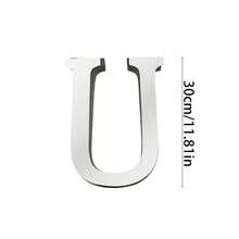 Silver Mirror Alphabet A-Z Wall Stickers - 10/15/20/30cm Tall Letters & Symbols Sold Separately, Dual-Layer Design: Reflective Acrylic Top + 1cm Thick Foam Base With Adhesive, Apply Together For 3D Effect Or Use Only Mirror Layer, Create Custom Words On Walls/Windows, Ideal For Marriage Ceremony Initials, Inspiring Messages In Work Areas, Romantic HOME Displays