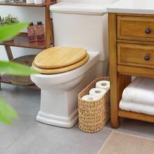 1pc Stylish Wicker Woven Toilet Paper Storage Large Capacity With Handles Sundries Storage Basket Household Bathroom Storage Basket - Multicolor - View 2