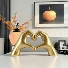 1 buc. Statui de birou cu gesturi de mână, ornamente de dragoste, statuie de cuplu cu craniu, decor creativ pentru biroul de nuntă, figurine de mână în formă de inimă pentru piesa centrală de masă de cafea și raft în sufragerie, potrivite pentru decorul casei, decorul dormitorului, biroul și studenții, cel mai bun cadou, cadou de Ziua Îndrăgostiților de iarnă, cadou de ziua de naștere